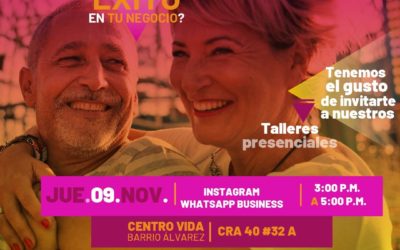 La cita es mañana jueves 09 de Noviembre a las 3:00 p.m. se dictará el gran taller de Instagram y Whatsapp Business en el Centro Vida Barrio Álvarez, totalmente gratis.